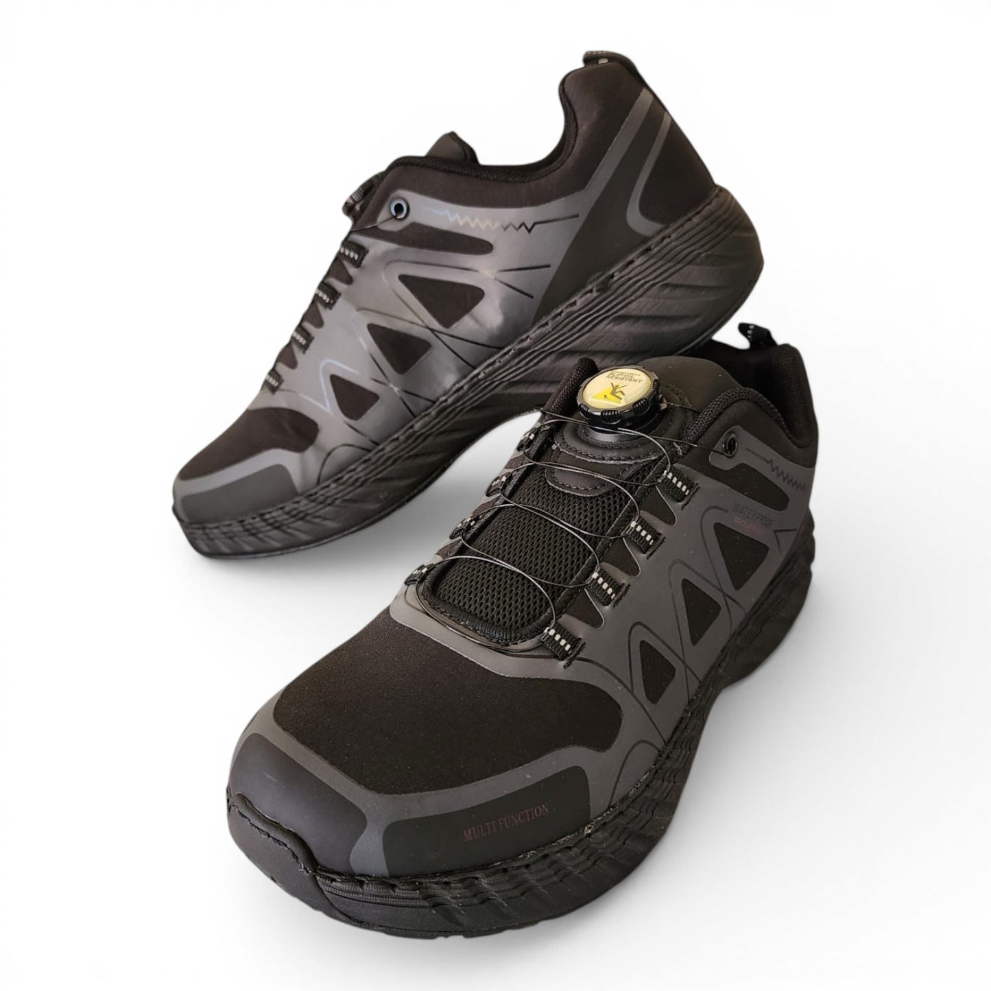 BRIKLYN all-black athletic shoes with breathable mesh upper and BOA lacing system for a secure fit.