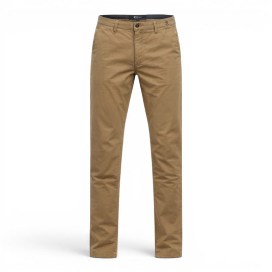 BRIKLYN Classic Fit Chino Pants in khaki, made from cotton twill with a five-pocket design.
