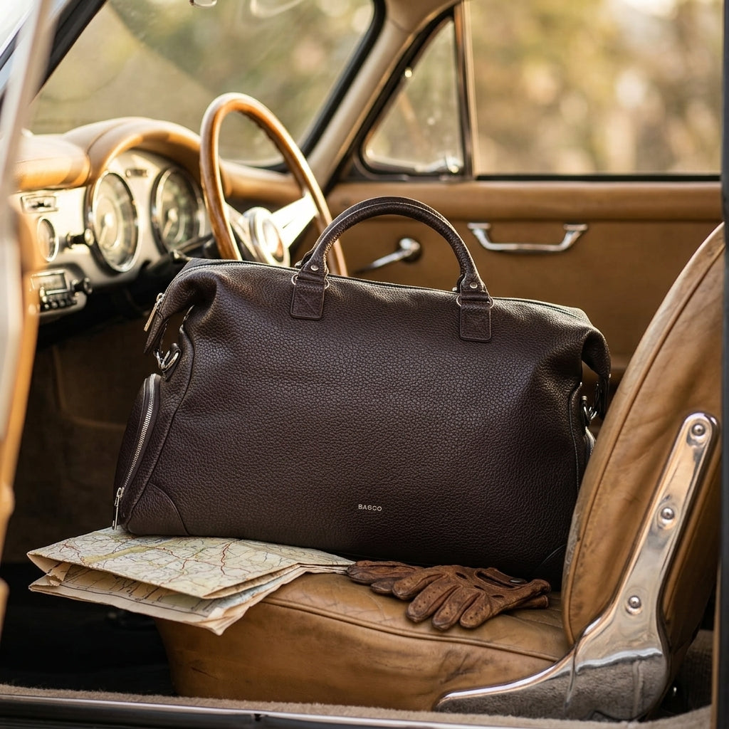 Premium PU Weekender Duffel Bag — Dark Brown