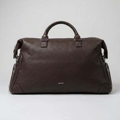 Premium PU Weekender Duffel Bag — Dark Brown