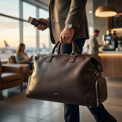 Premium PU Weekender Duffel Bag — Dark Brown