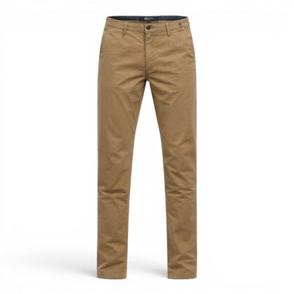 BRIKLYN Classic Fit Chino Pants in khaki, made from cotton twill with a five-pocket design.