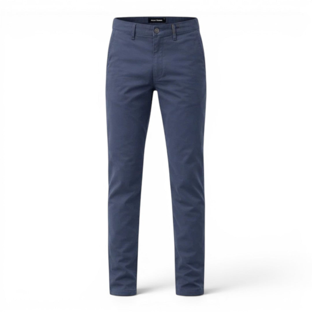 BRIKLYN Classic Fit Chino Pants in navy blue cotton twill with a five-pocket design.
