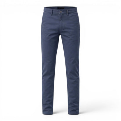 BRIKLYN Classic Fit Chino Pants in navy blue cotton twill with a five-pocket design.