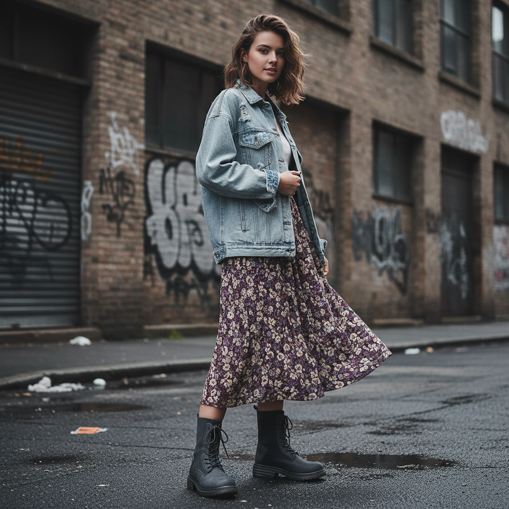 Knit Cuff Lace Up Combat Boots