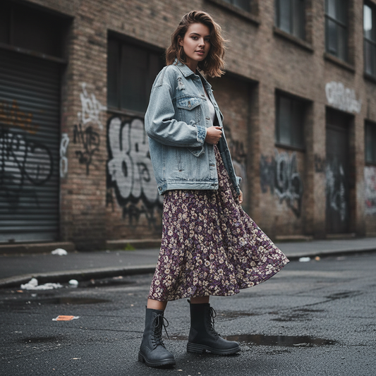 Knit Cuff Lace Up Combat Boots