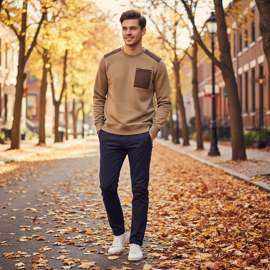 Crew Neck Sweatshirt With Pocket Detail