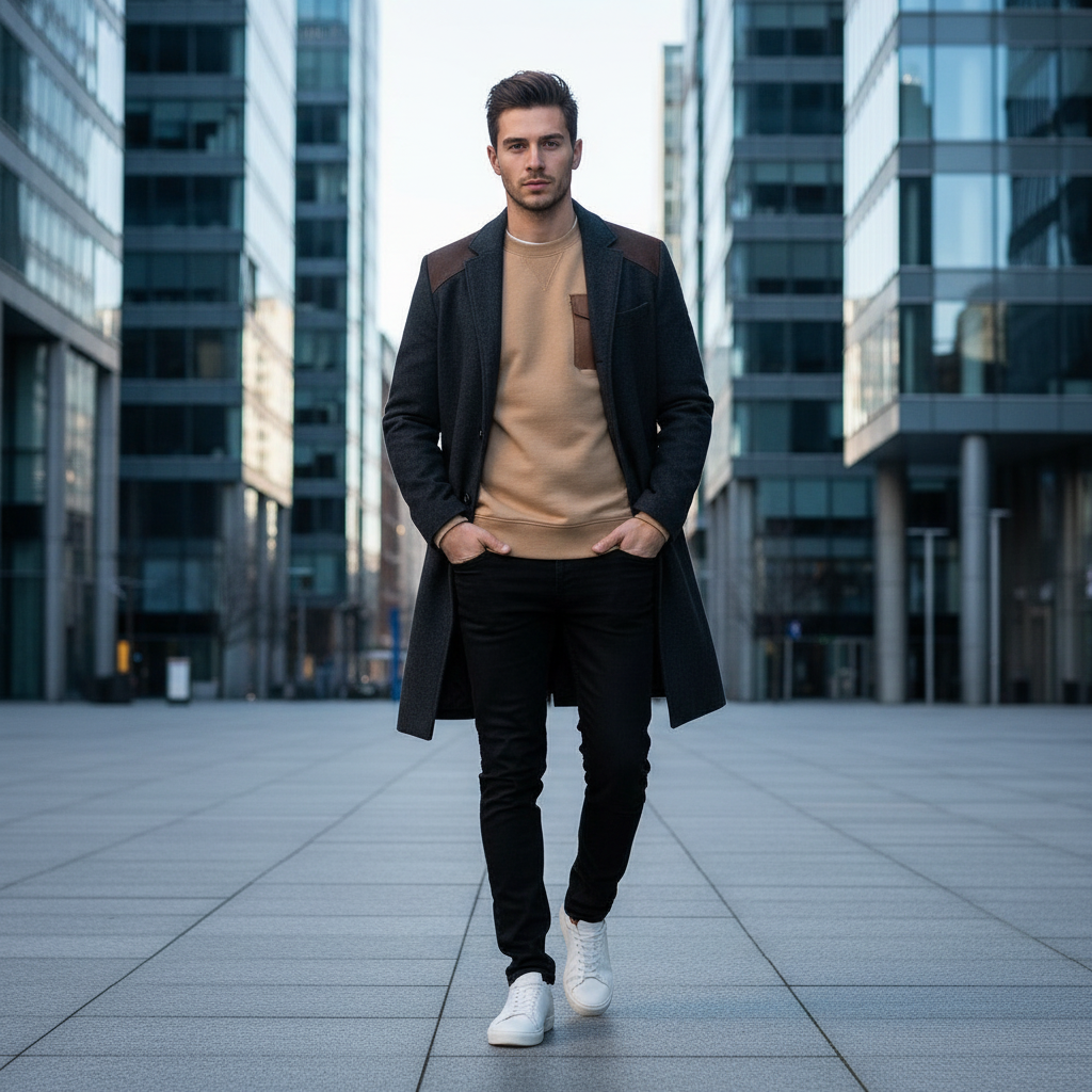 Crew Neck Sweatshirt With Pocket Detail
